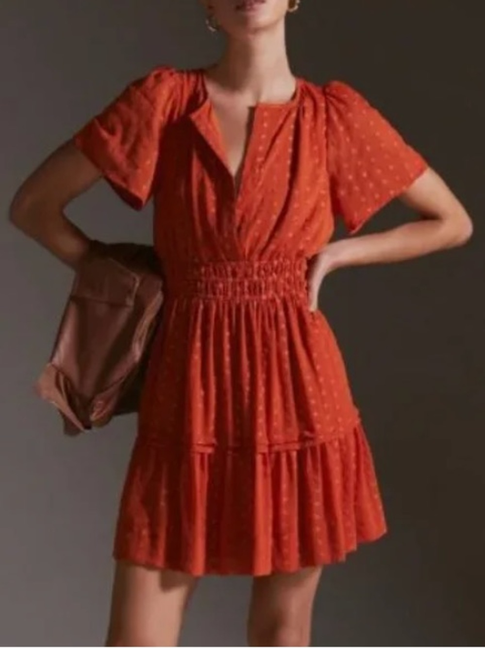 Anthropologie Orange Polka Dot Dress